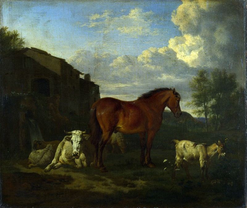 Adriaen van de Velde – Animals near a Building, Part 1 National Gallery UK