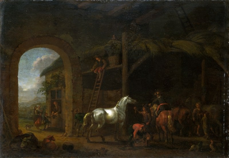 Abraham van Calraet – The Interior of a Stable, Part 1 National Gallery UK