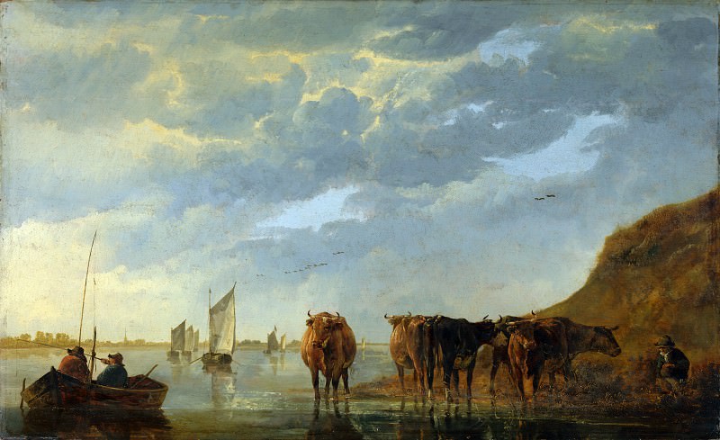 Aelbert Cuyp – A Herdsman with Five Cows by a River, Part 1 National Gallery UK