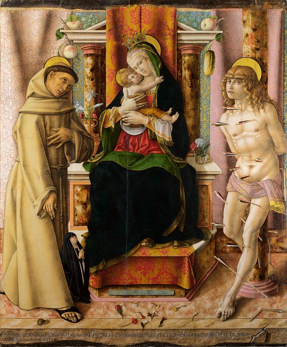 Carlo Crivelli – The Virgin and Child with Saints Francis and Sebastian, Part 1 National Gallery UK