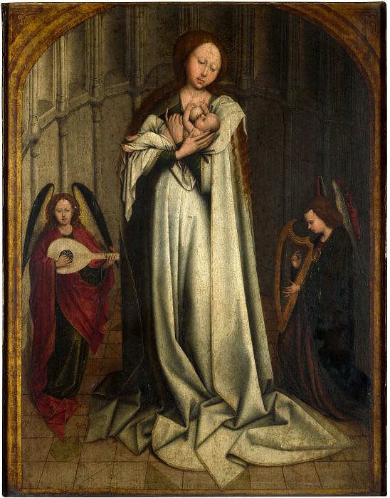 After Robert Campin – The Virgin and Child in an Apse with Two Angels, Part 1 National Gallery UK