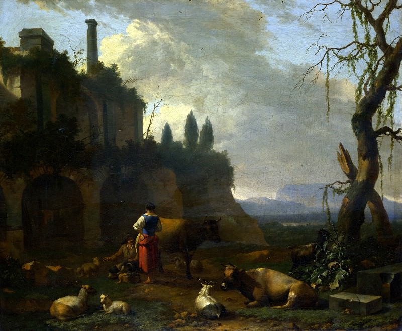 Abraham Begeijn – Peasants with Cattle by a Ruin, Part 1 National Gallery UK