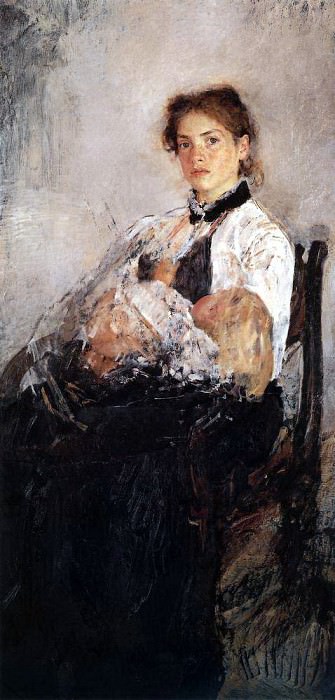 Portrait NY Derviz with the child. 1888-1889, Valentin Serov