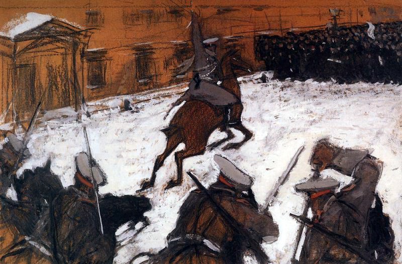Soldiers, brave lads! Where is your glory. 1905, Valentin Serov
