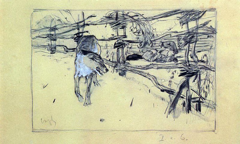 Wolf and the shepherds. 1898, Valentin Serov