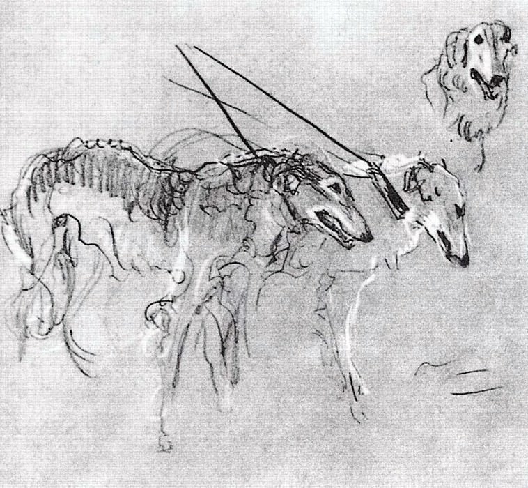 Greyhounds royal hunting. 1900-1901, Valentin Serov