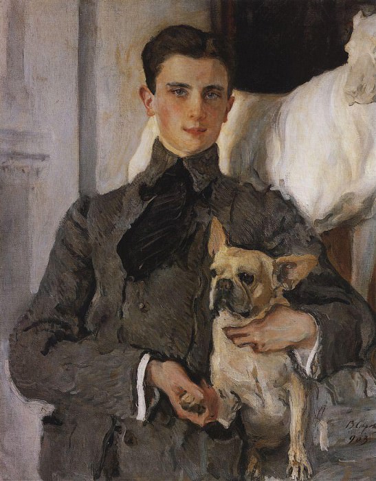 Portrait of Count Felix Sumarokov – Elston, later Prince Yusupov, with a dog. 1903, Valentin Serov