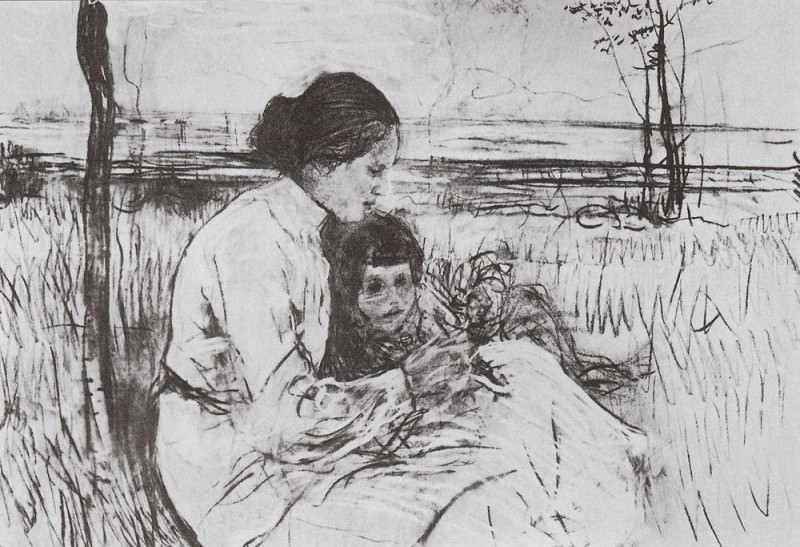 Дети художника. Ольга и Антоша Серовы. 1906, Валентин Александрович Серов