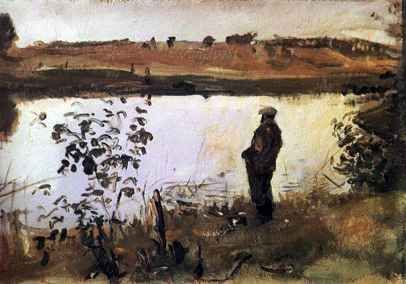Artist Konstantin Korovin on the river bank. 1905, Valentin Serov