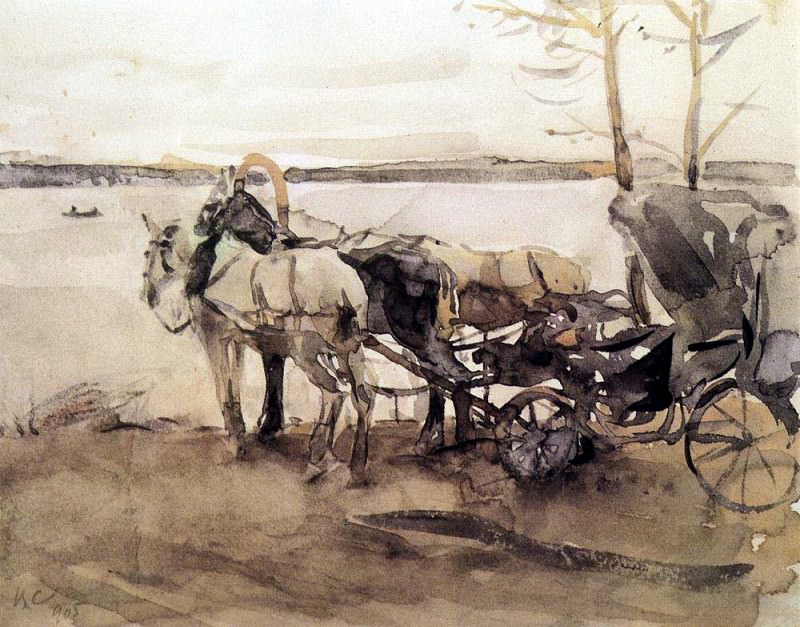 at the ferry. 1905, Valentin Serov