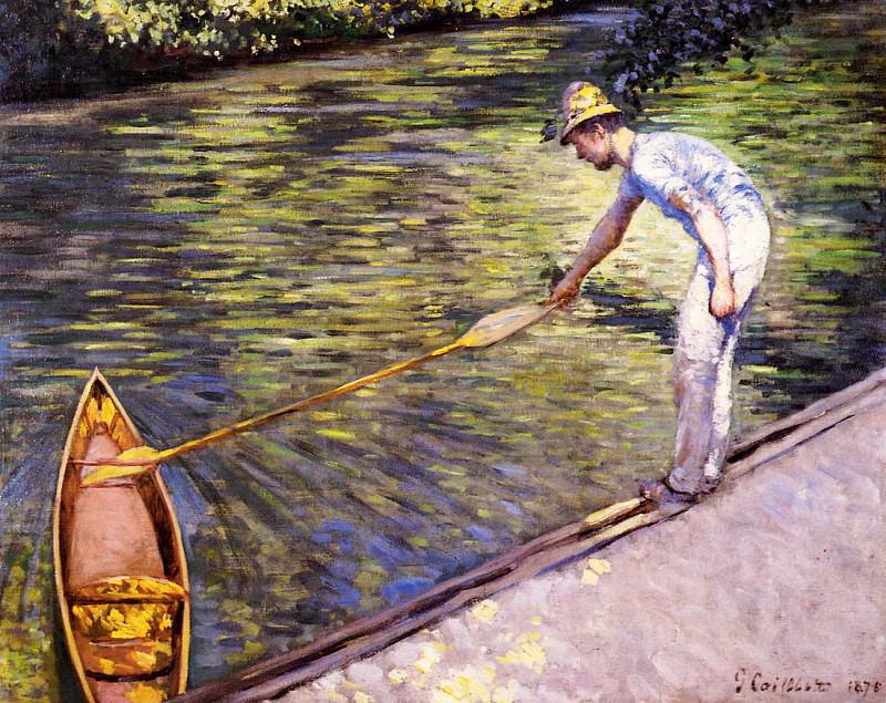 Boater Pulling on His Perissoire, Gustave Caillebotte