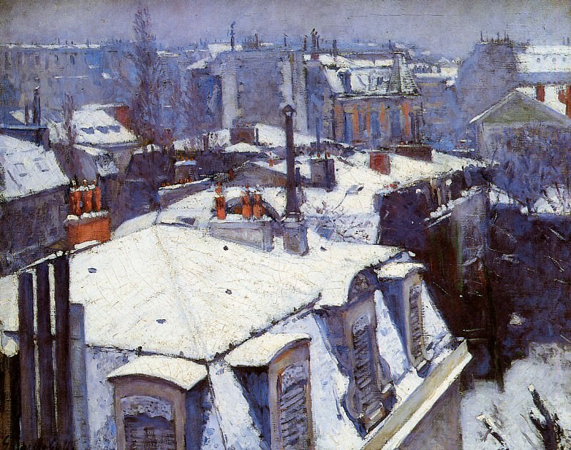 Snow covered roofs in Paris, Gustave Caillebotte