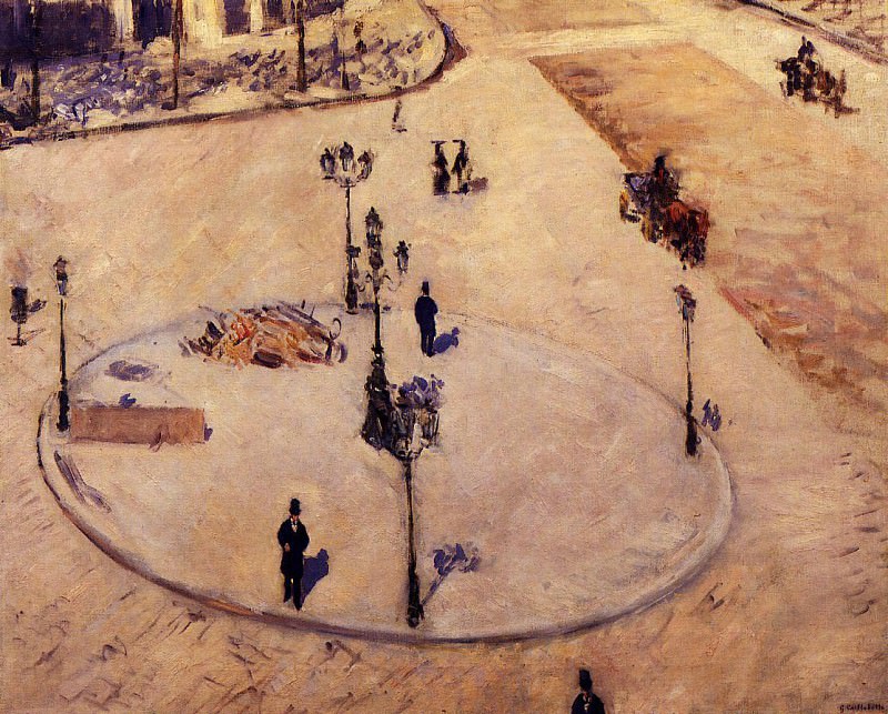 A Traffic Island, Boulevard Haussmann, Gustave Caillebotte