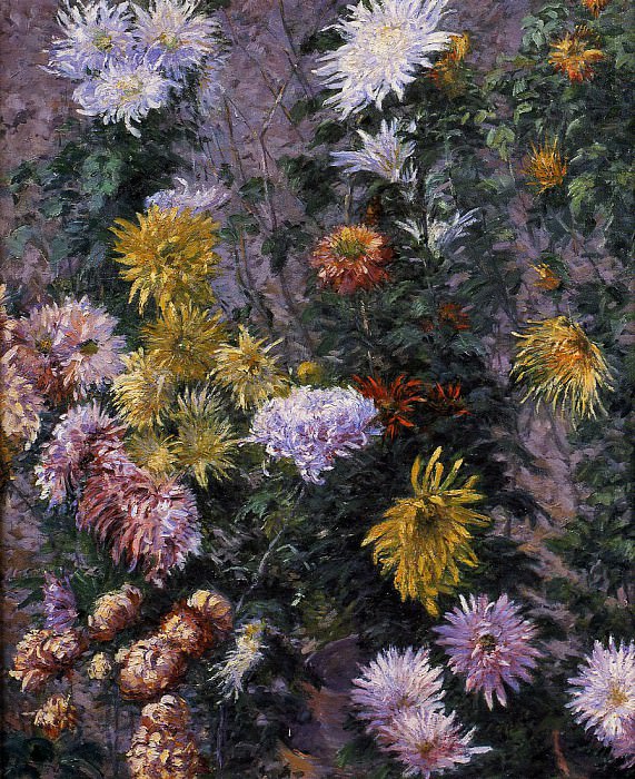 White and Yellow Chrysanthemums, Garden at Petit Gennevilliers, Gustave Caillebotte
