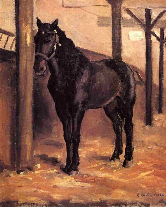 Yerres, Dark Bay Horse in the Stable, Gustave Caillebotte