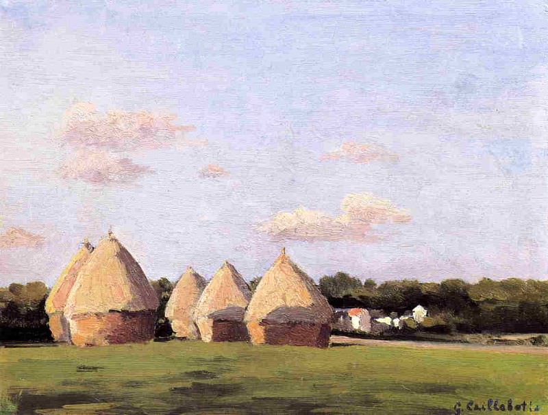 Harvest, Landscape with Five Haystacks, Gustave Caillebotte