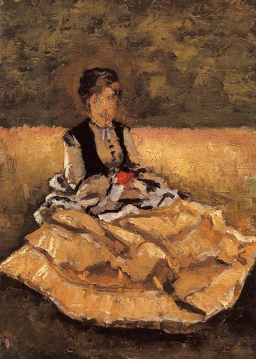 Женщина, сидящая на траве , Гюстав Кайботт