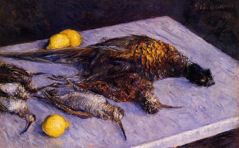 Pheasants and Woodcocks on a Marble Table, Gustave Caillebotte