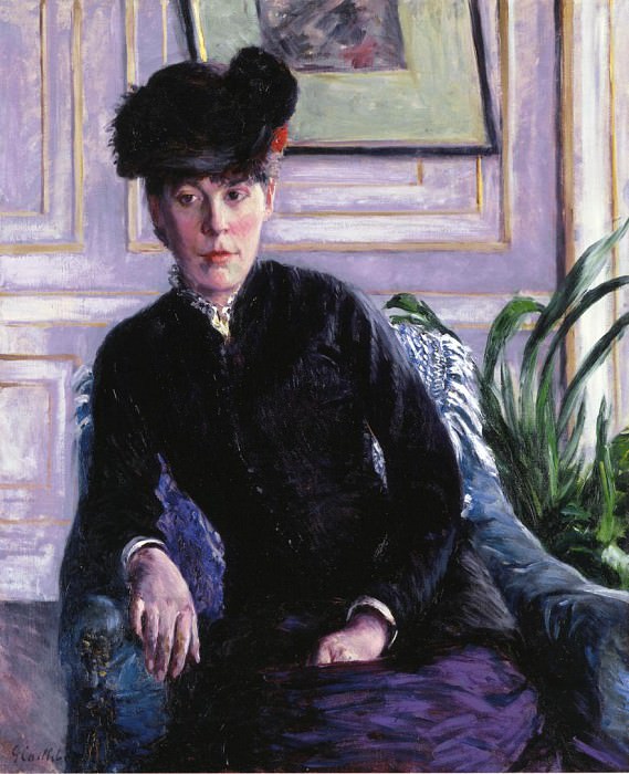 Портрет молодой женщины на фоне интерьера , Гюстав Кайботт