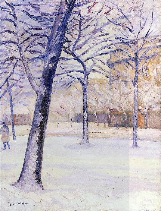 Парк в снегу, Париж, Гюстав Кайботт