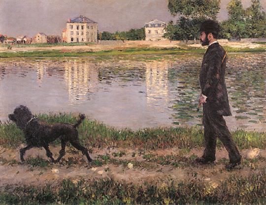 Richard Gallo and His Dog at Petit Gennevilliers, Gustave Caillebotte