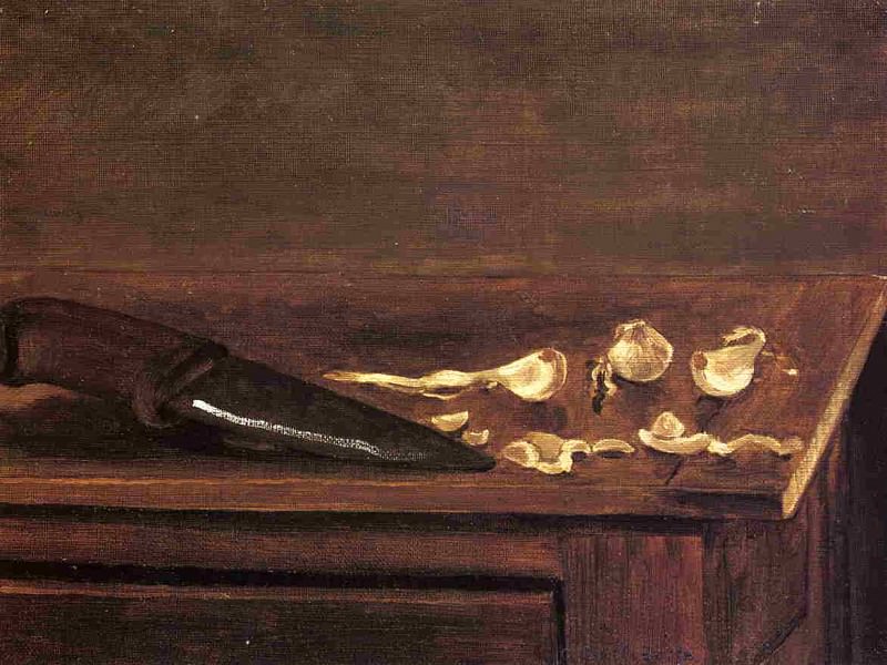 Garlic Cloves and Knife on the Corner of a Table, Gustave Caillebotte