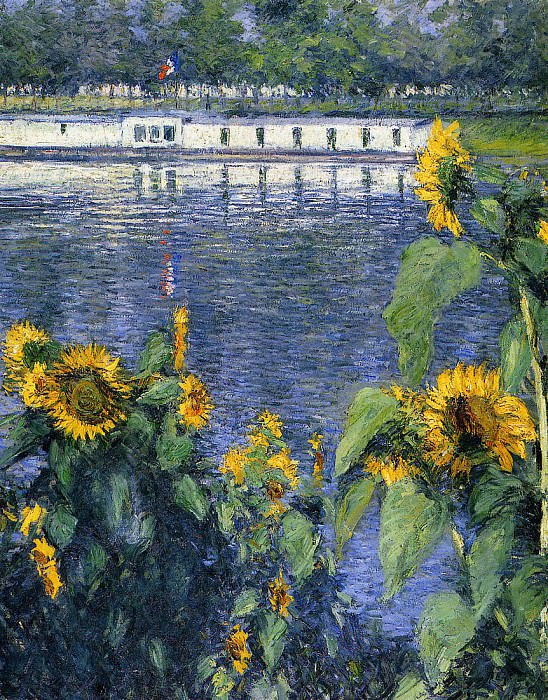 Sunflowers on the Banks of the Seine, Gustave Caillebotte