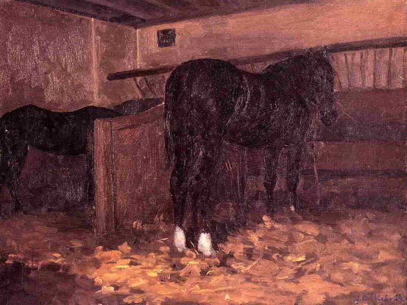 Horses in the Stable, Gustave Caillebotte