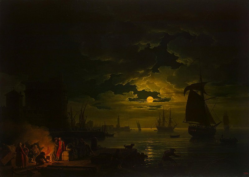 Vernet, Claude Joseph – Entrance to the port of Palermo in the moonlight, Hermitage ~ part 03