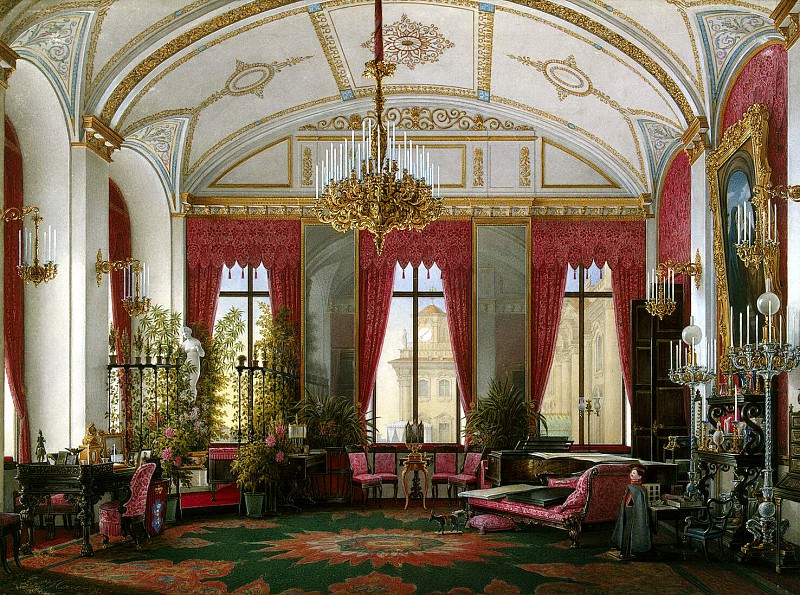 Hau Edward Petrovich – Types of rooms of the Winter Palace. Raspberry study of Empress Maria Alexandrovna, Hermitage ~ part 03