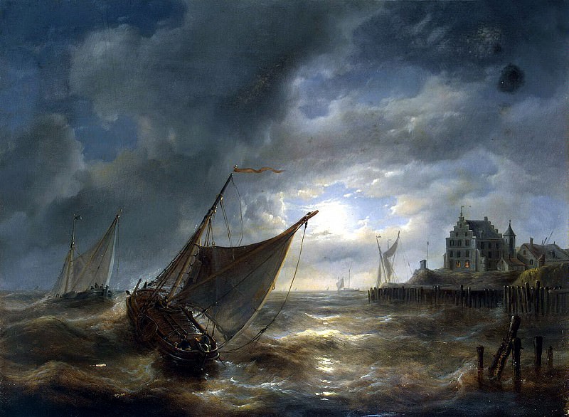 Verbukhoven, Charles Louis – Harbour at night, Hermitage ~ part 03