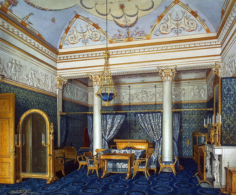 Hau Edward Petrovich – Types of rooms of the Winter Palace. Bedroom of Empress Alexandra Feodorovna, Hermitage ~ part 03