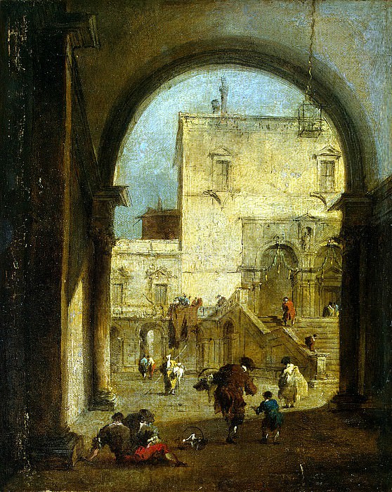 Guardi, Francesco – View of the square with the palace, Hermitage ~ part 03