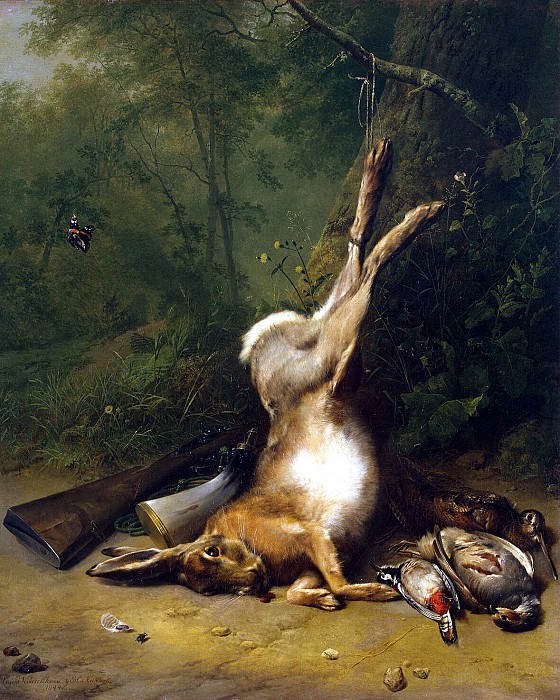 Verbukhoven Eugène Joseph Kukkuk, Barend Cornelis – Still Life with a rabbit, Hermitage ~ part 03