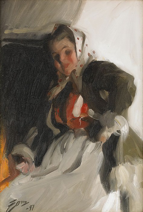 By the fireplace, Anders Zorn