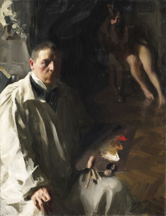 Self-portrait with a model, Anders Zorn