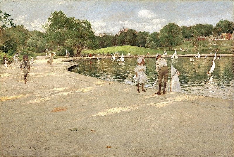 William Merritt Chase – The Lake for Miniature Yachts , part 2 American painters