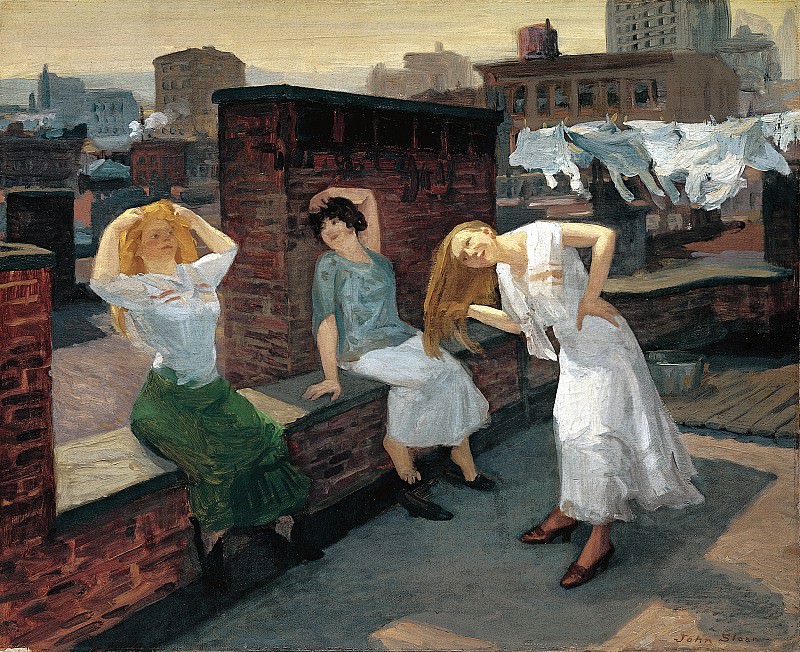 Джон Слоун – Воскресенье, женщины сушат свои волосы, часть 2 Американские художники