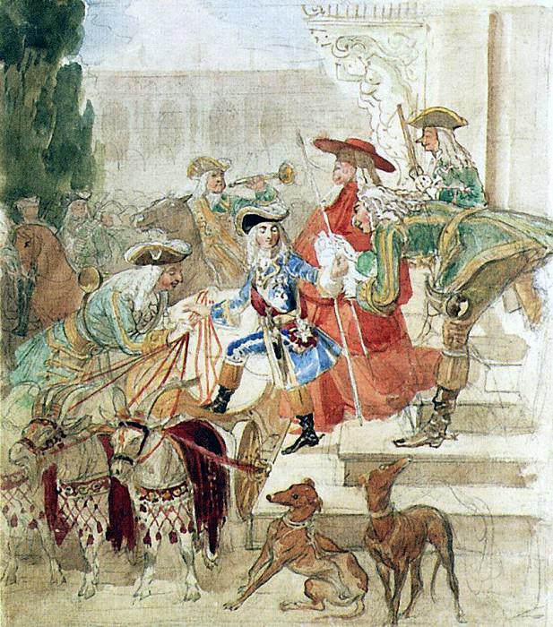 Прогулка Людовика XV в детстве. 1850, Карл Павлович Брюллов