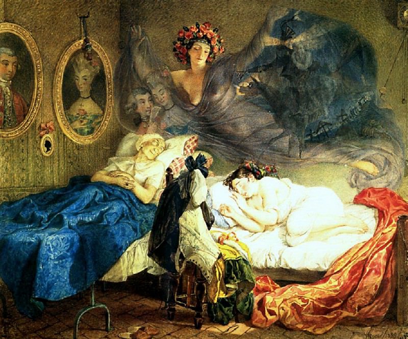 Sleep grandmothers and granddaughters. 1829, Karl Pavlovich Bryullov