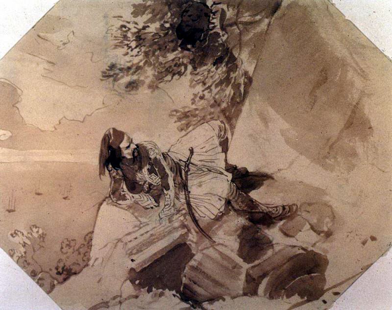 Greek lying on a rock. 1,835, Karl Pavlovich Bryullov