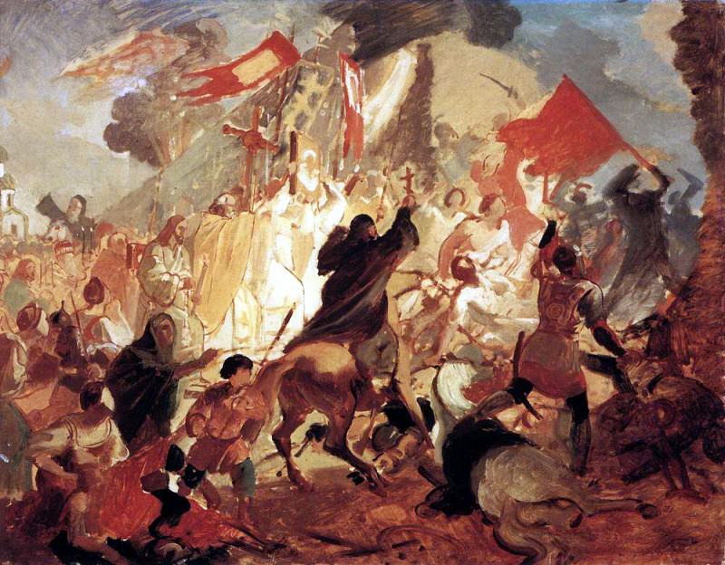 Осада Пскова польским королем Стефаном Баторием в 1581 году. 1836 -1837, Карл Павлович Брюллов