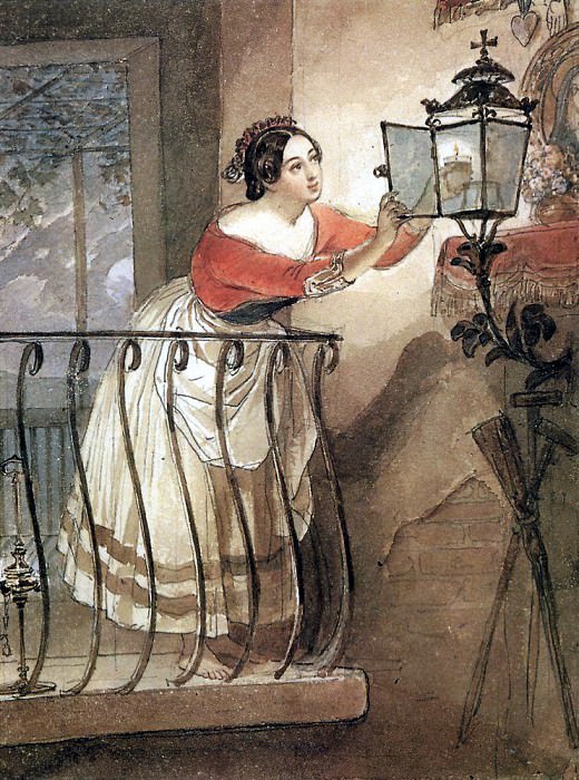 Итальянка, зажигающая лампаду перед образом мадонны. 1835, Карл Павлович Брюллов