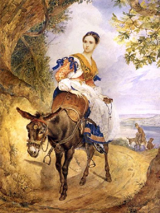 Olga queens on a donkey. 1,835, Karl Pavlovich Bryullov