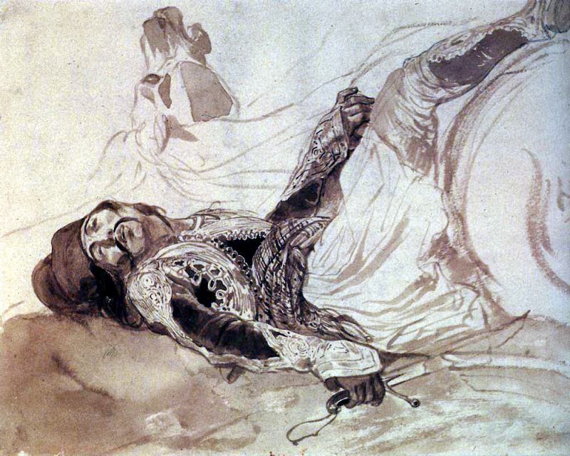 Wounded Greek, falling from a horse. 1,835, Karl Pavlovich Bryullov
