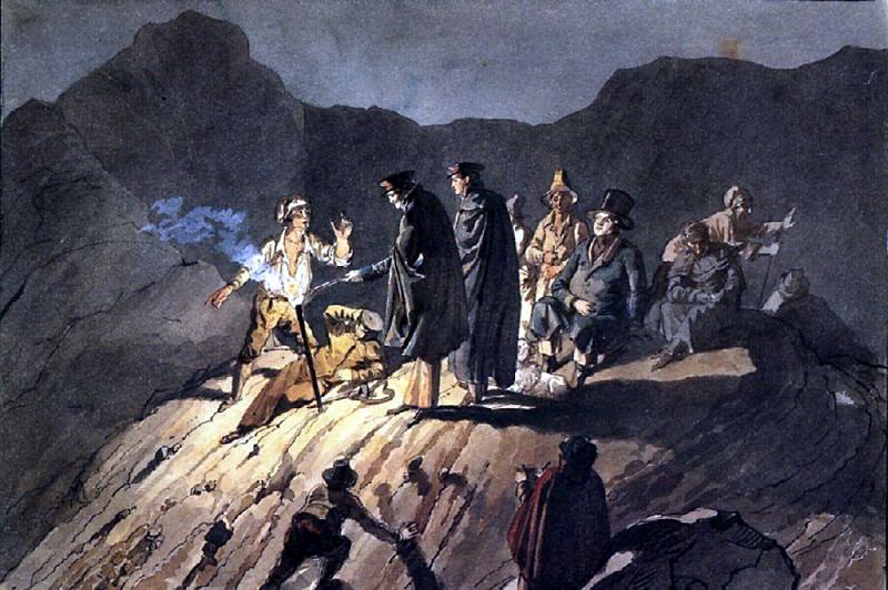 Members of the expedition to Mount Vesuvius. 1824, Karl Pavlovich Bryullov