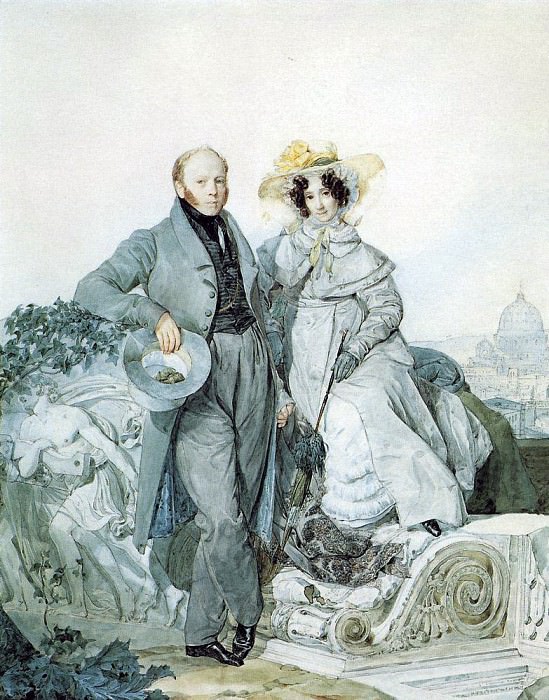 Portrait of GN and VA Olenin. 1827, Karl Pavlovich Bryullov