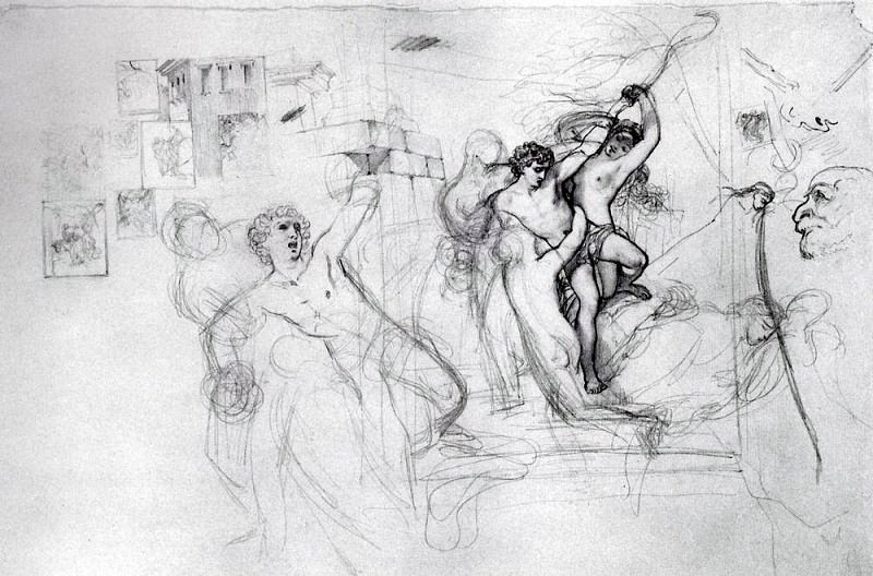 Hylas, carried away by the nymphs in the water. 1823-1827, Karl Pavlovich Bryullov