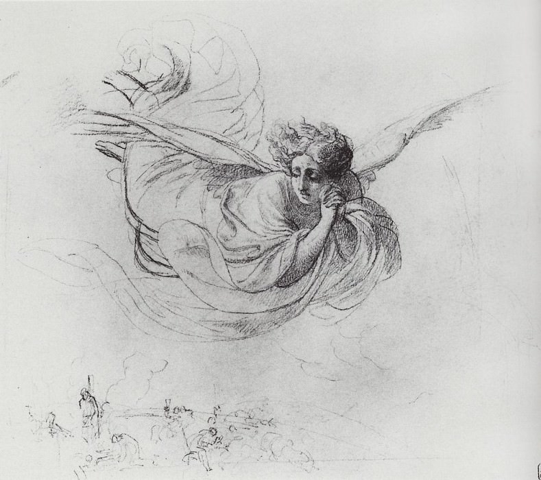 Летящий ангел, оплакивающий жертвы инквизиции. 1849-1850, Карл Павлович Брюллов