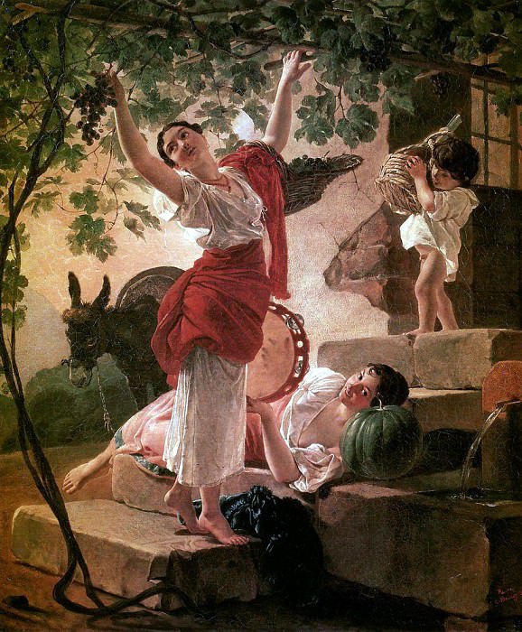 Girl, gather the grapes in the vicinity of Naples. 1827, Karl Pavlovich Bryullov